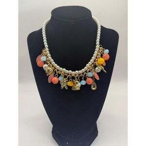 Gold Tone Easter Charm Necklace with Faux Pearls – Bunny & Spring Jewelry